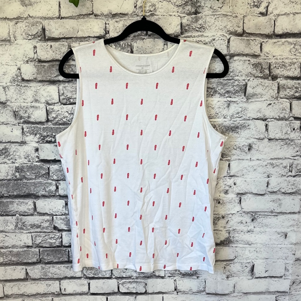 Christopher and Banks White Tank Top with Pink Flip Flops Size XL - Picture 2 of 5